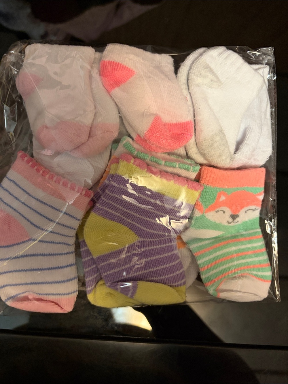 Girls' Assorted Cute Crew Socks Pack - Pink, Purple, Green, White